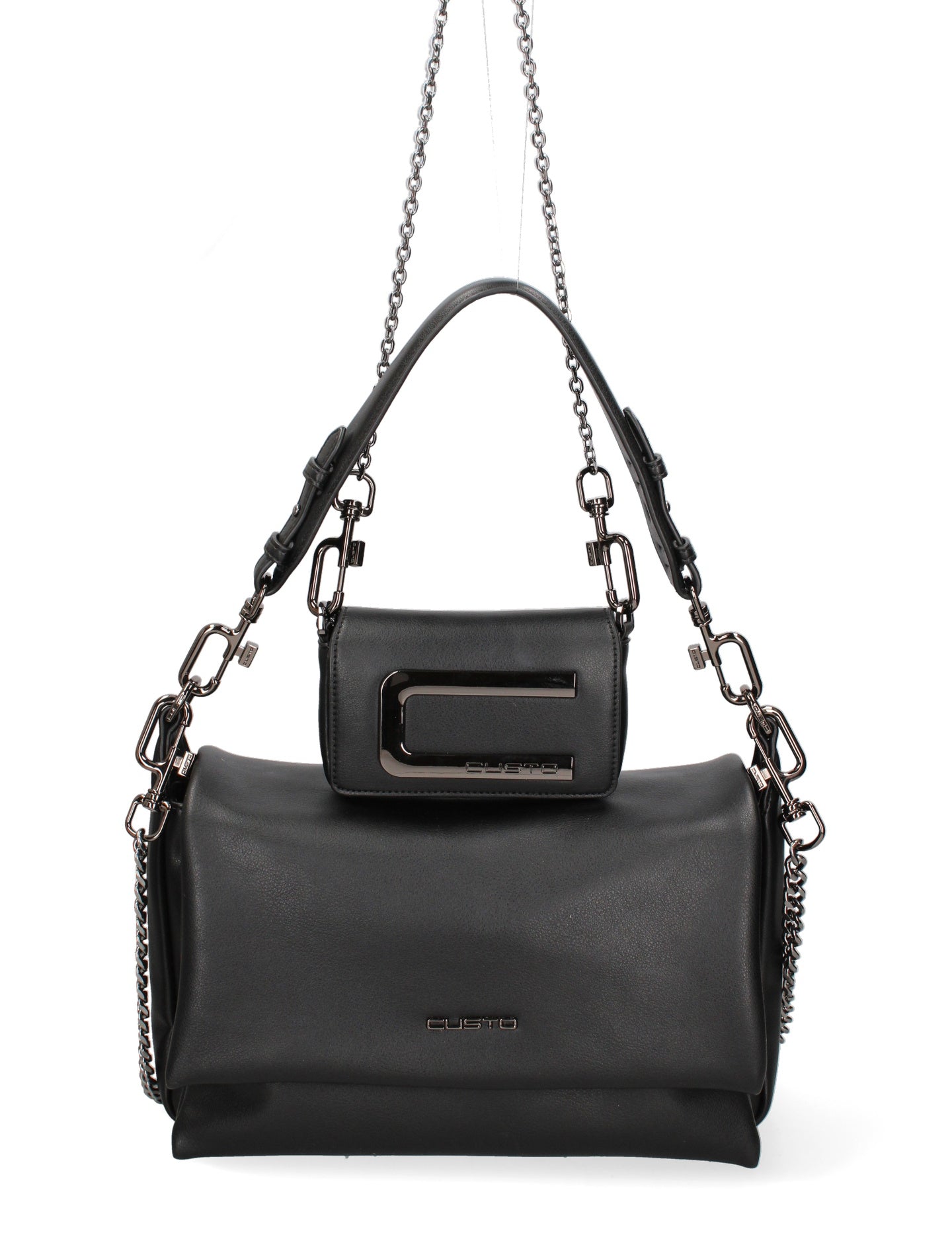 Kit borsa a spalla più tracolla CUSTO - Nero