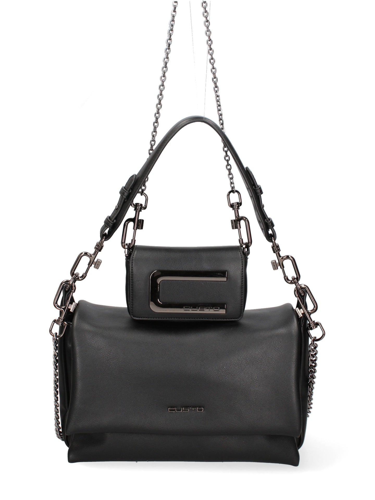 Kit borsa a spalla più tracolla CUSTO - Nero