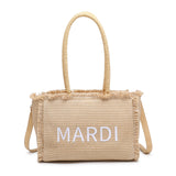 Borsa a Mano in Woven Straw Beige
