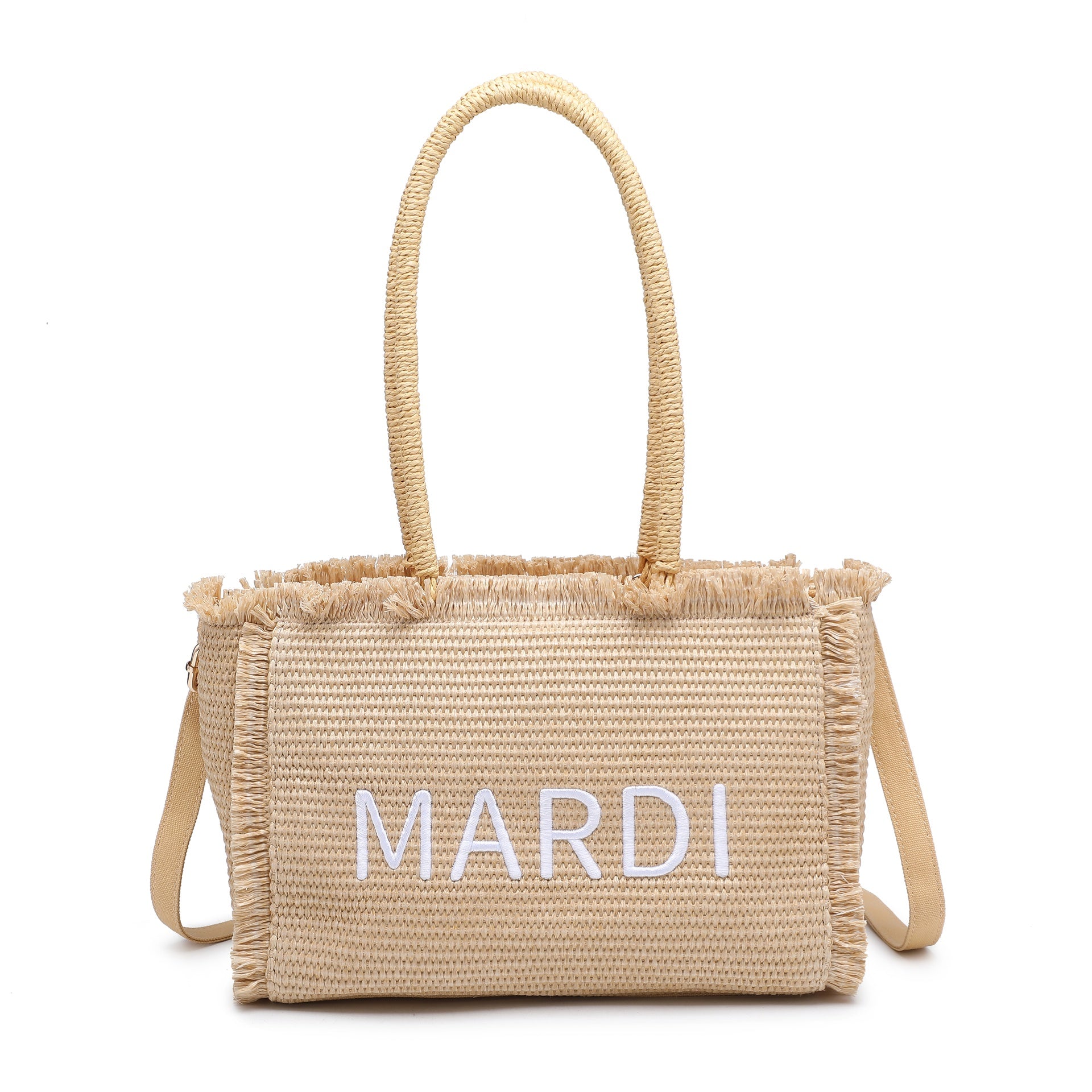 Borsa a Mano in Woven Straw Beige