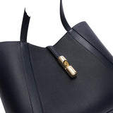 Dark Blue Leather Shoulder Bag