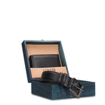 Set Portafoglio e Cintura in Vera Pelle Nero