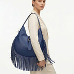 Borsa a Mano in Dollaro Leather Blu Jeans