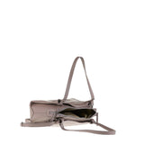 Bolso de hombro de piel auténtica color topo