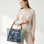 Borsa a Mano in Pelle Vegana Blu