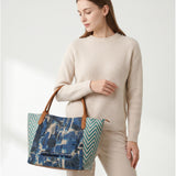 Borsa a Mano in Pelle Vegana Blu