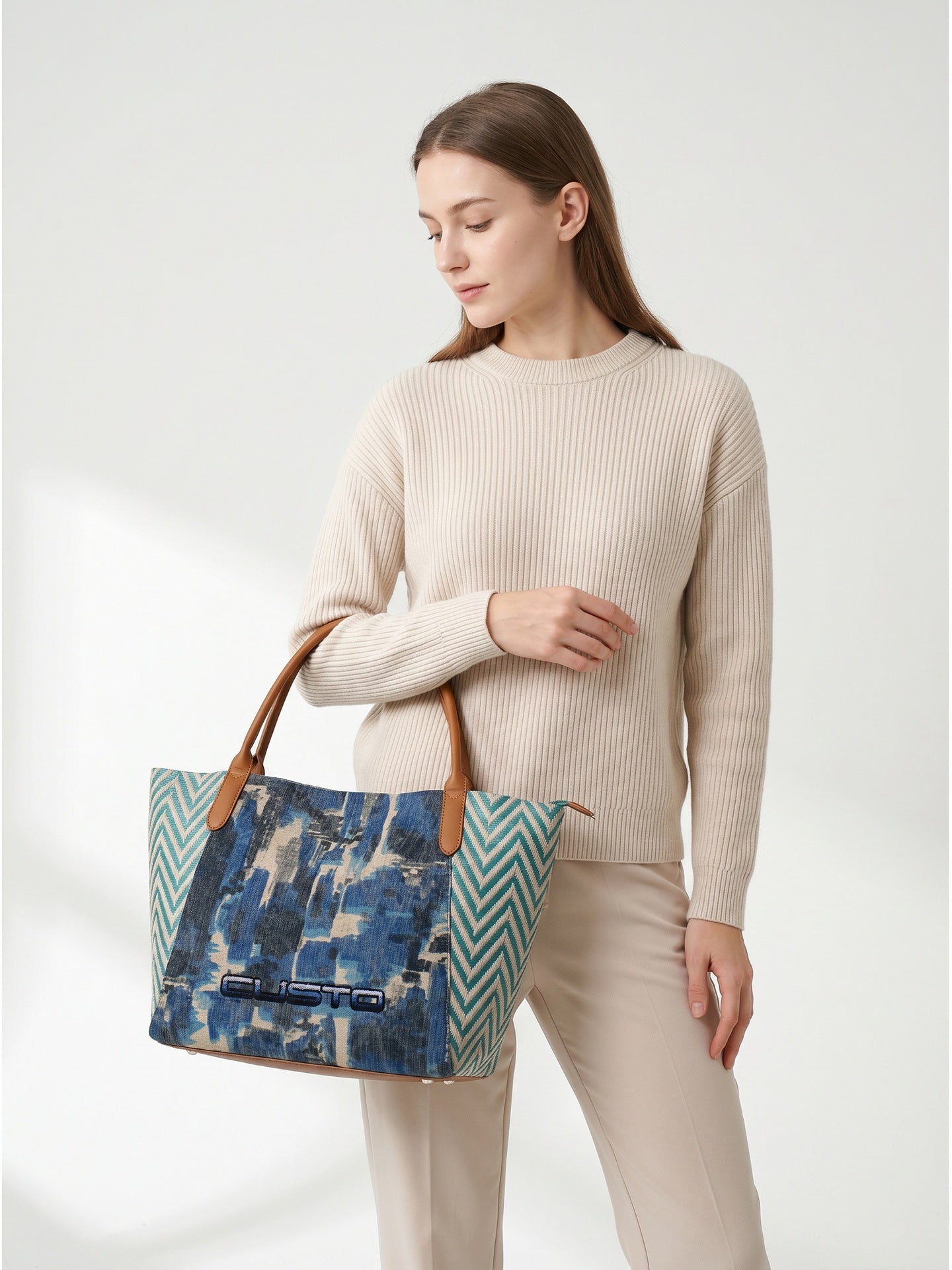 Borsa a Mano in Pelle Vegana Blu
