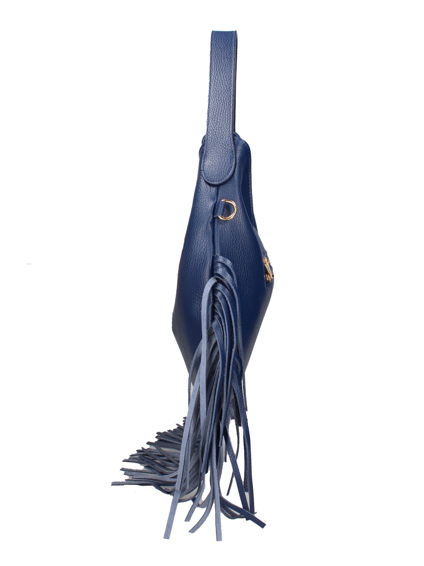 Borsa a Mano in Dollaro Leather Blu Jeans