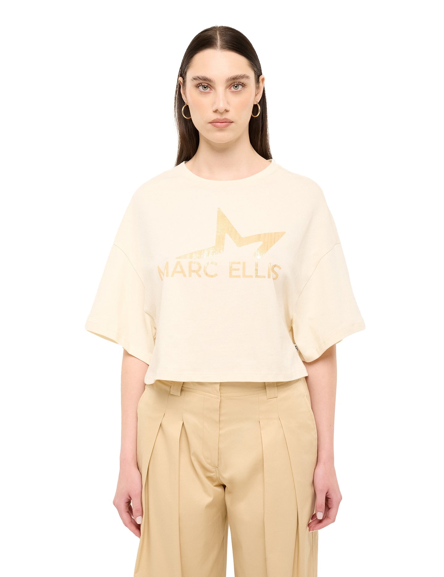 Maglia Donna 100% Cotone in Cotone Panna Marc Ellis