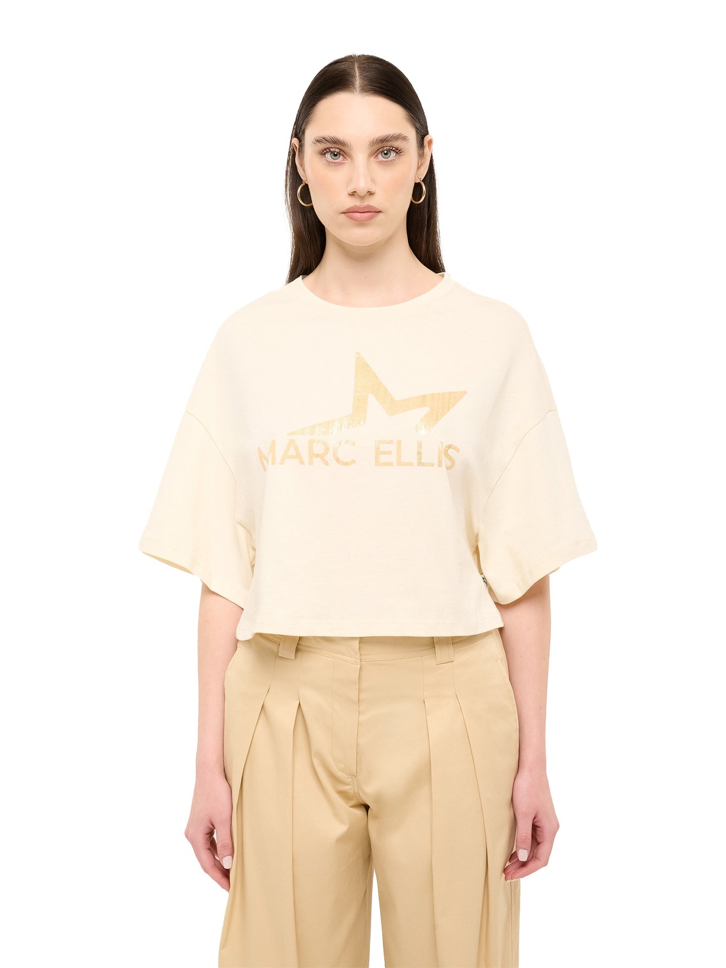 Maglia Donna 100% Cotone in Cotone Panna Marc Ellis