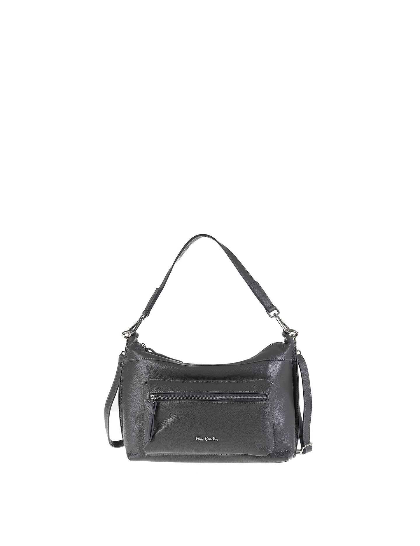 Borsa a Spalla in Vera Pelle Grigio Pierre Cardin