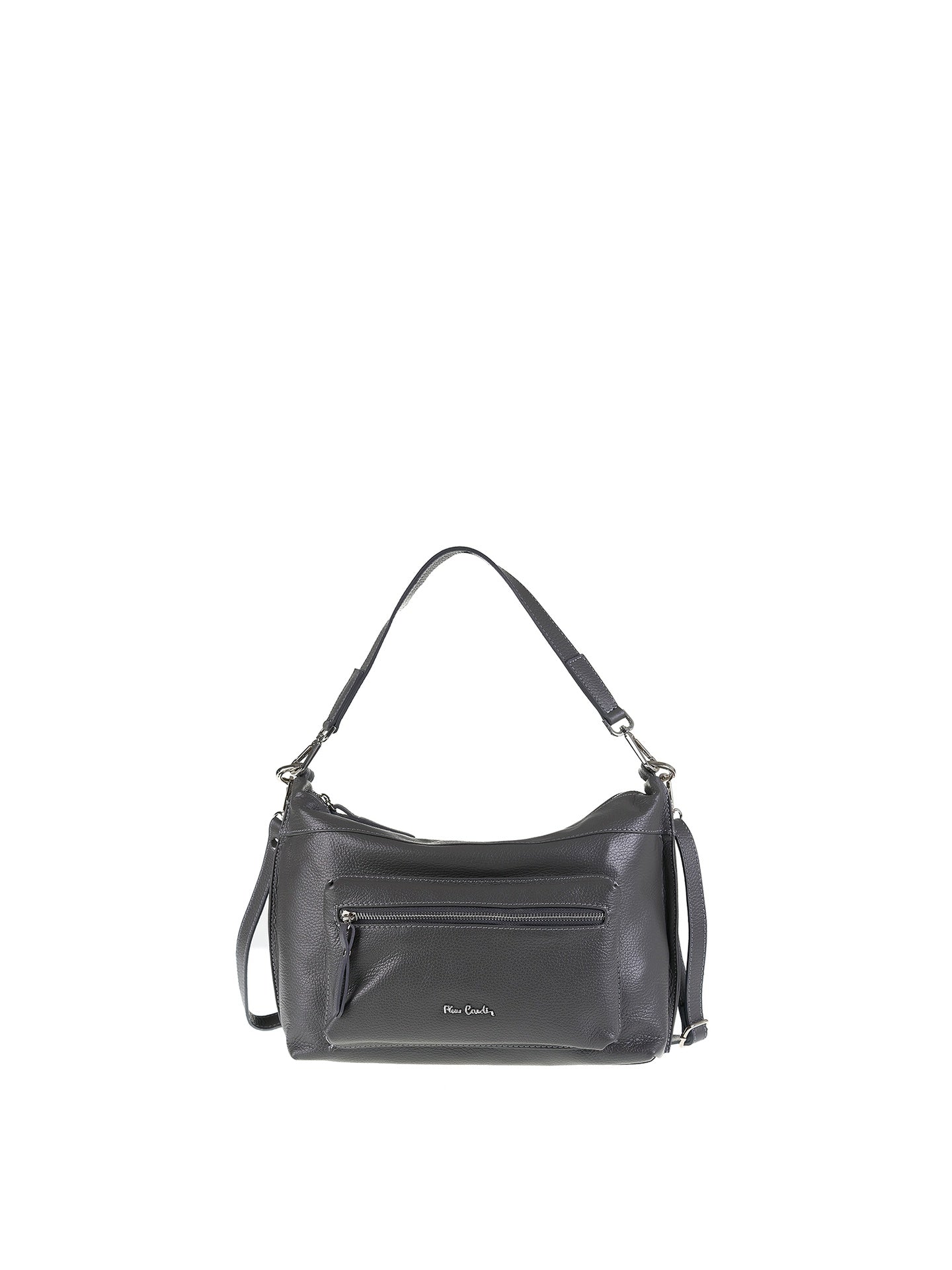 Borsa a Spalla in Vera Pelle Grigio Pierre Cardin