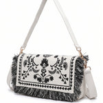 Borsa a Spalla in Cotone Nero