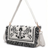 Borsa a Spalla in Cotone Nero