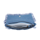 Bolso de hombro de poliéster azul y blanco