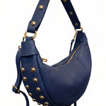 Borsa a Tracolla in Dollaro Leather Blu Jeans