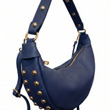 Borsa a Tracolla in Dollaro Leather Blu Jeans