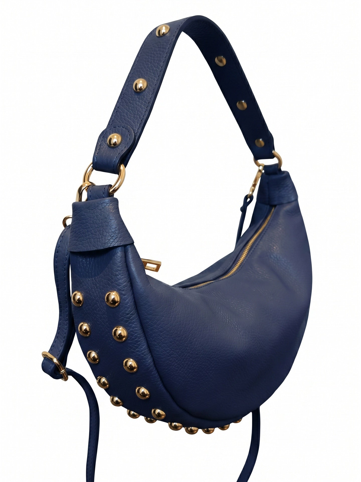 Borsa a Tracolla in Dollaro Leather Blu Jeans