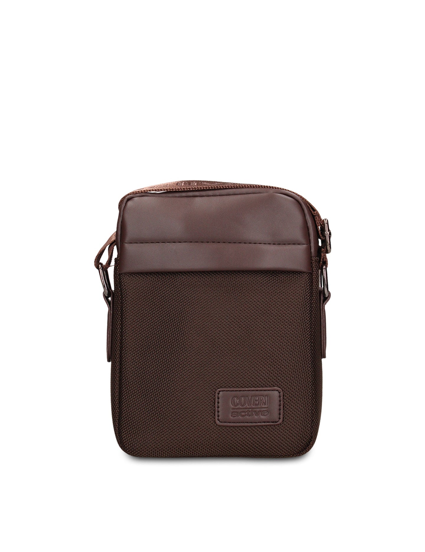 Borsa a Tracolla in 100% Pu Vegan Leather Marrone Scuro