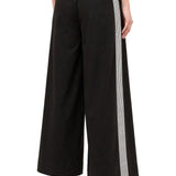 Pantaloni Donna in Cotone Nero e Panna