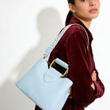 Borsa a Mano in Pelle Vegana Azzurro