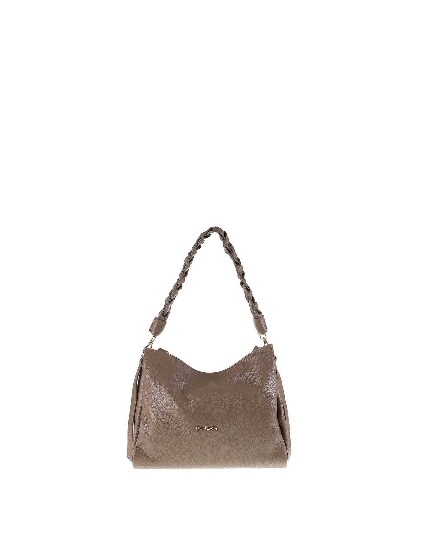 Borsa a Spalla in Vera Pelle Taupe Pierre Cardin