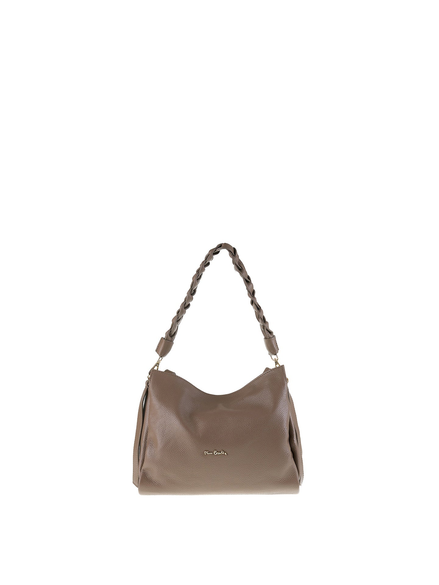 Borsa a Spalla in Vera Pelle Taupe Pierre Cardin