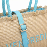 Borsa a Mano in Woven Straw Blu
