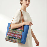 Borsa a Mano in Pelle Vegana Blu