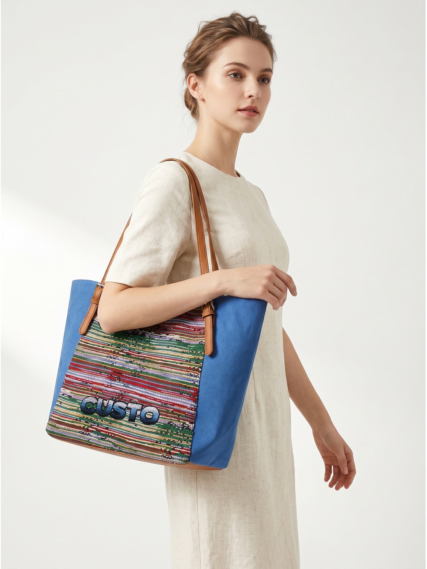 Borsa a Mano in Pelle Vegana Blu
