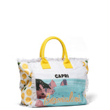 Borsa a Mano in Cotone Multicolore e Giallo