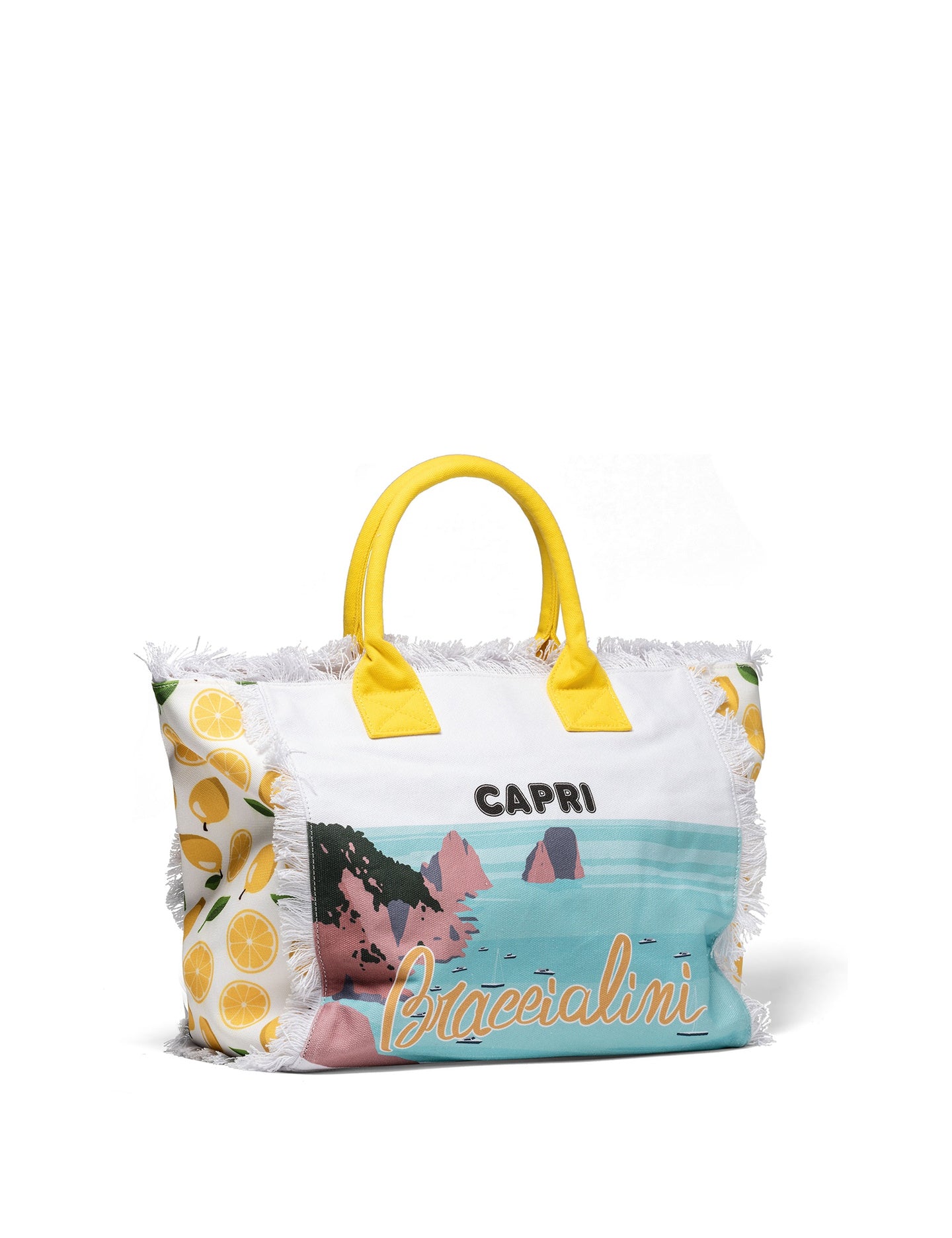 Borsa a Mano in Cotone Multicolore e Giallo
