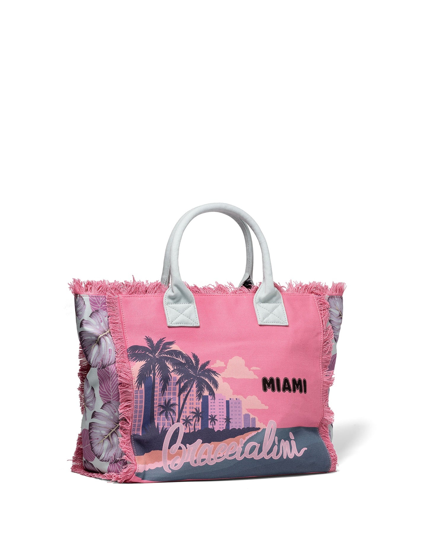 Borsa a Mano in Cotone Multicolore e Grigio