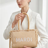 Borsa a Mano in Woven Straw Beige