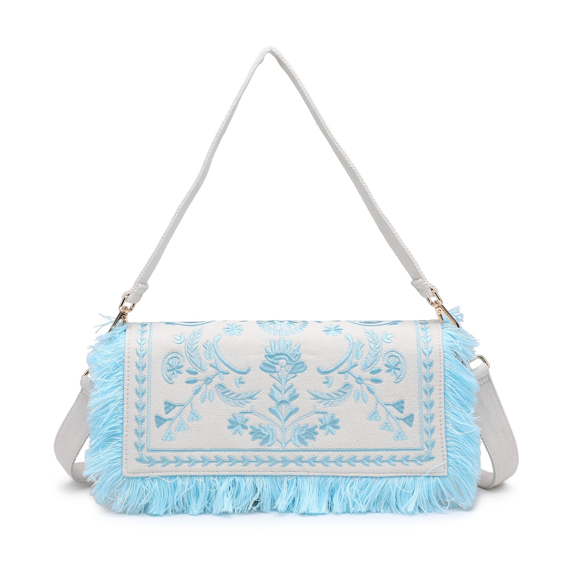 Borsa a Spalla in Cotone Blu