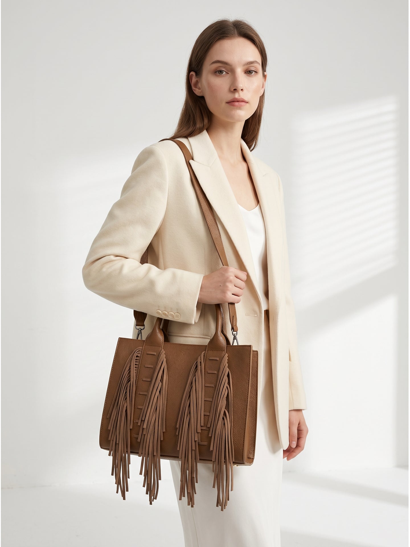 Borsa a Mano in Polyurethane Marrone