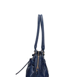 Borsa a Mano in Vera Pelle Blu Jeans