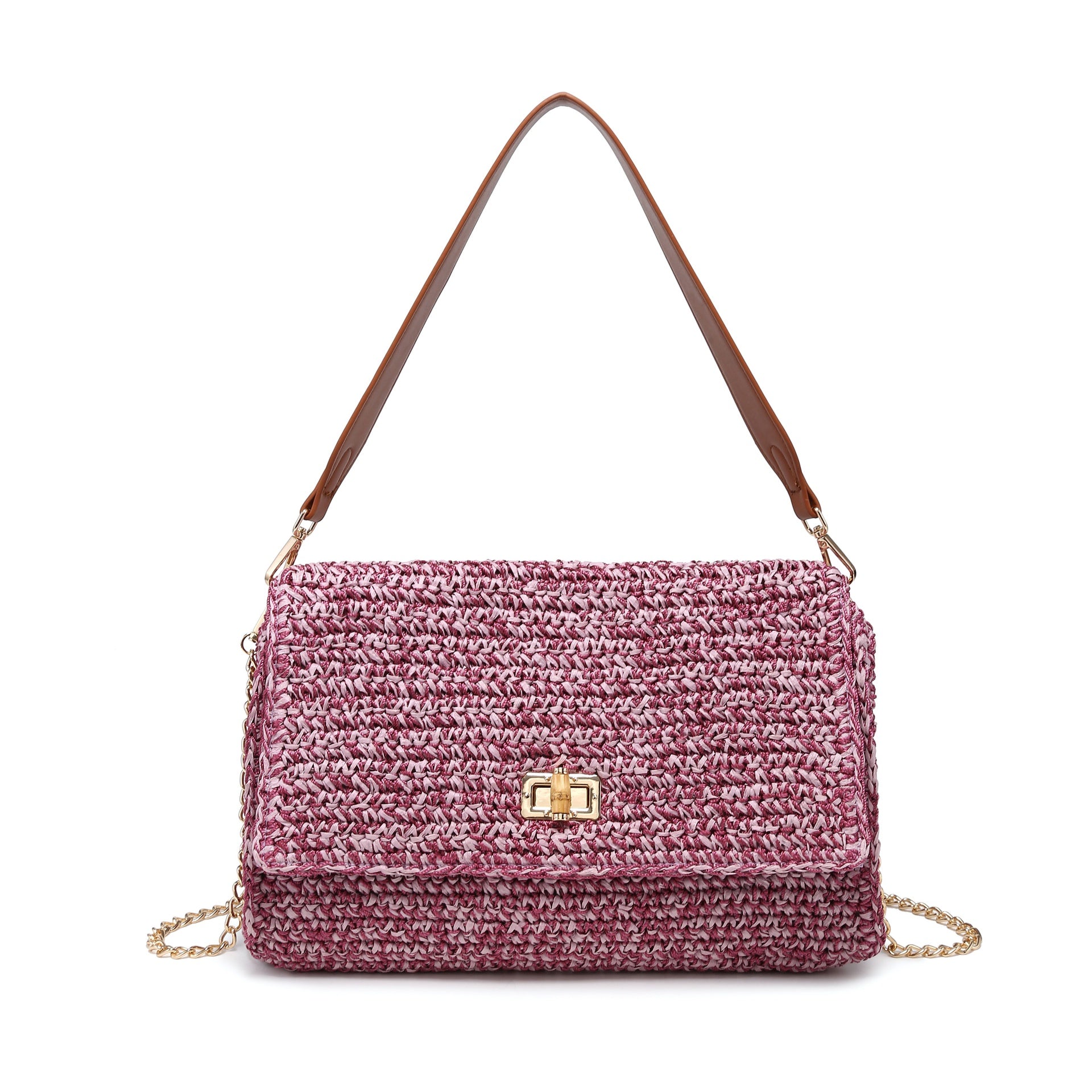 Borsa a Tracolla in Woven Straw Viola