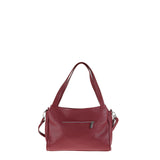 Bolso de hombro de piel auténtica color burdeos