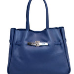 Borsa a Tracolla in Dollaro Leather Blu Jeans
