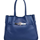 Borsa a Tracolla in Dollaro Leather Blu Jeans