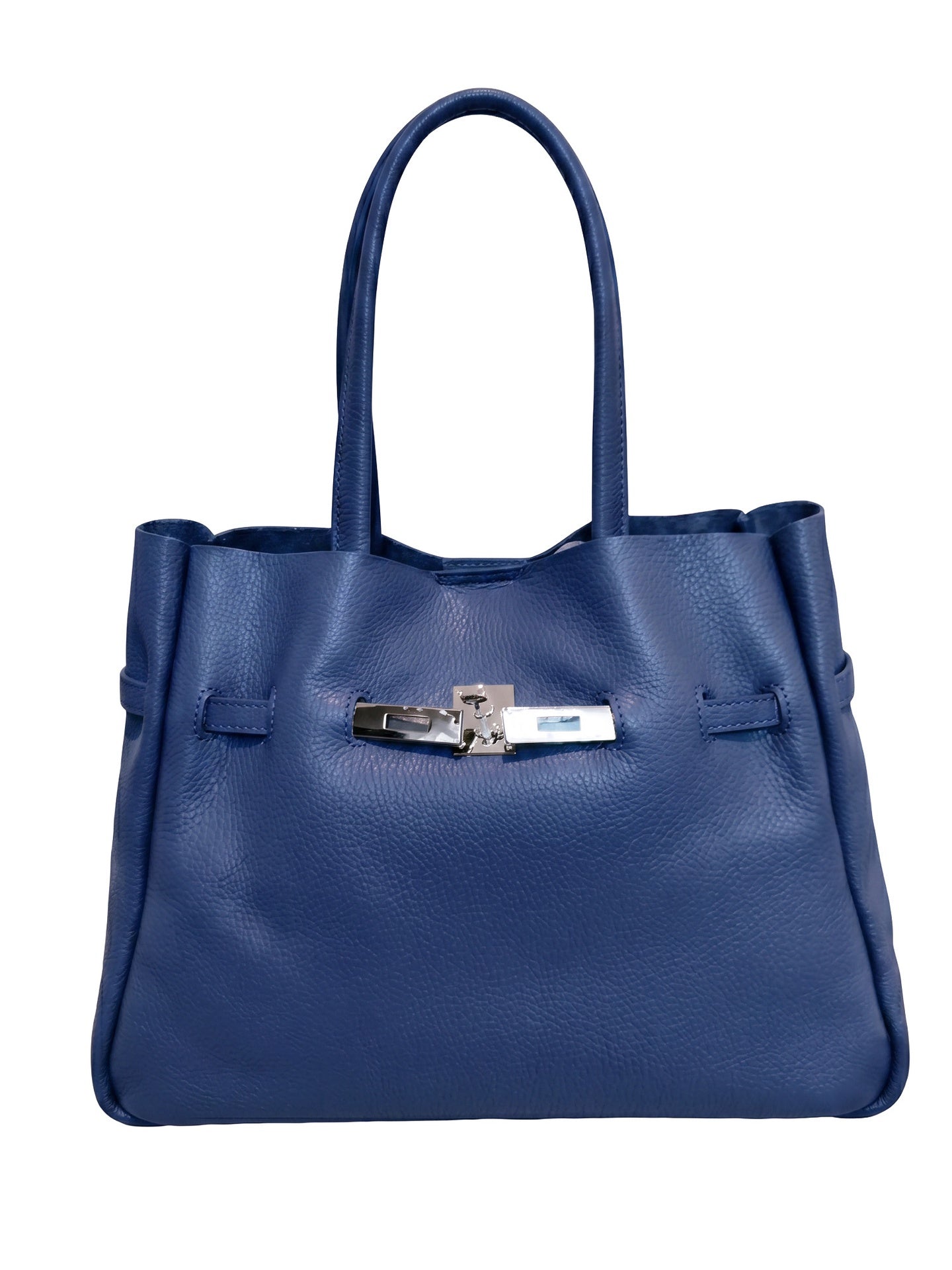 Borsa a Tracolla in Dollaro Leather Blu Jeans