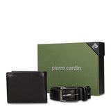 Set Portafoglio e Cintura Uomo in Vera Pelle Nero