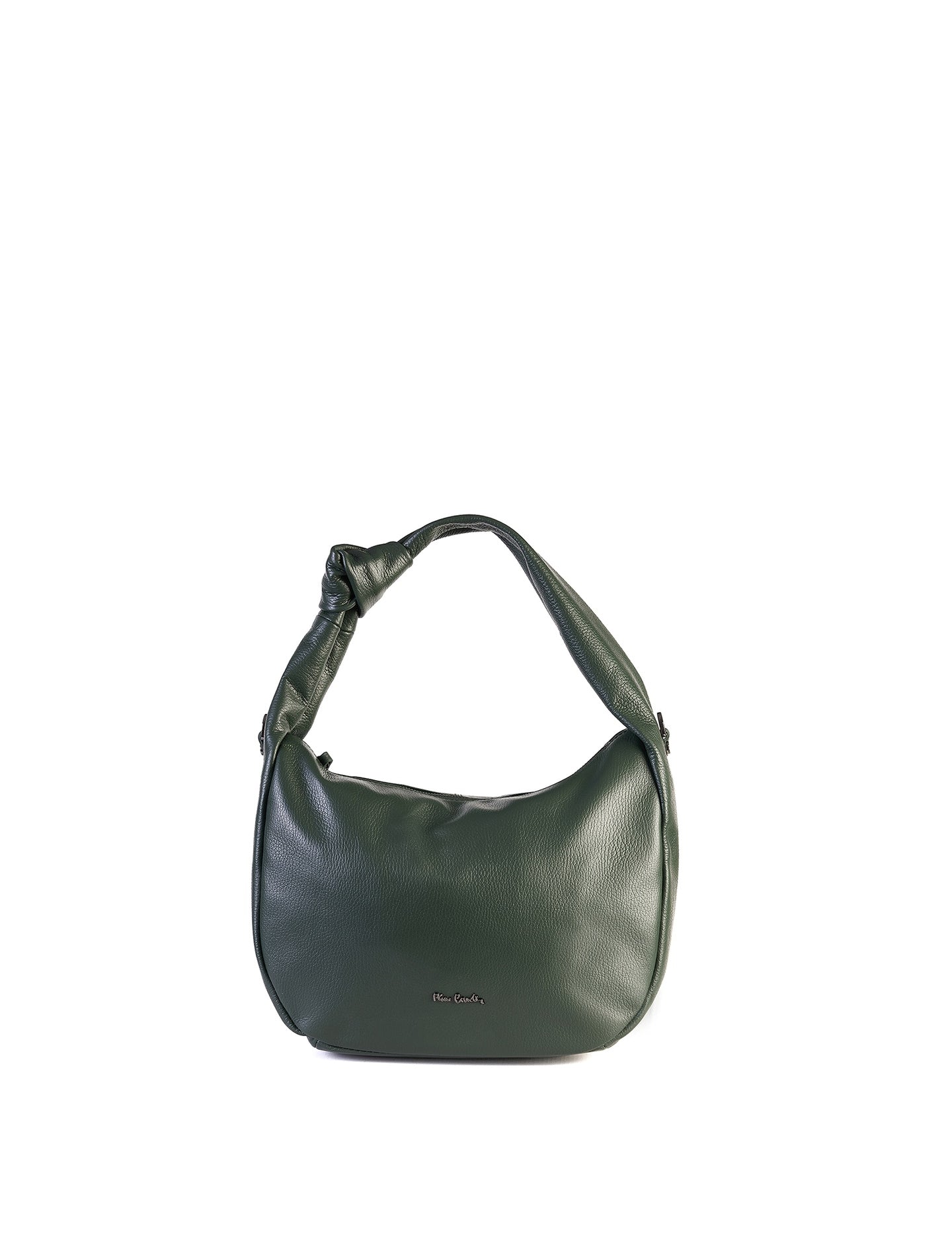 Borsa a Spalla in Vera Pelle Verde Scuro Pierre Cardin