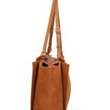 Bolso de hombro de piel auténtica marrón oscuro