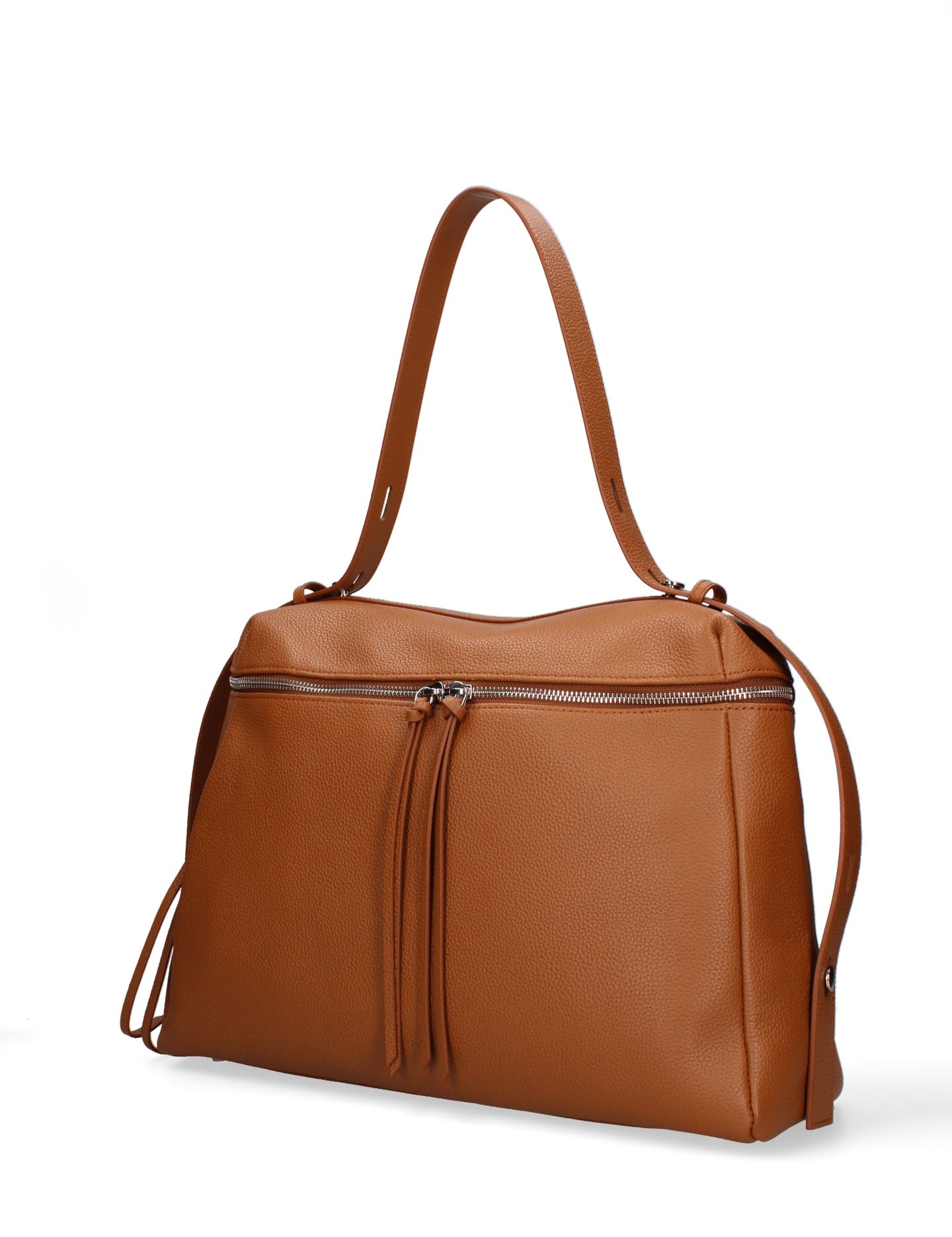 Borsa a Mano in Vera Pelle Cuoio Scuro
