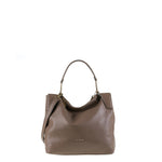 Borsa a Spalla in Vera Pelle Taupe Pierre Cardin