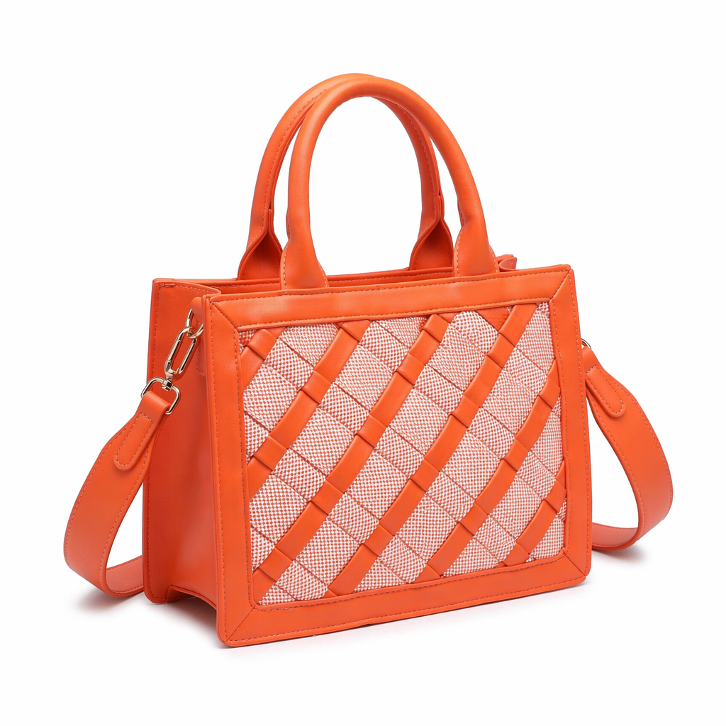 Borsa a Mano in Pelle Vegana Arancione
