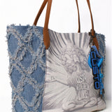 Borsa a Mano in Pelle Vegana Blu