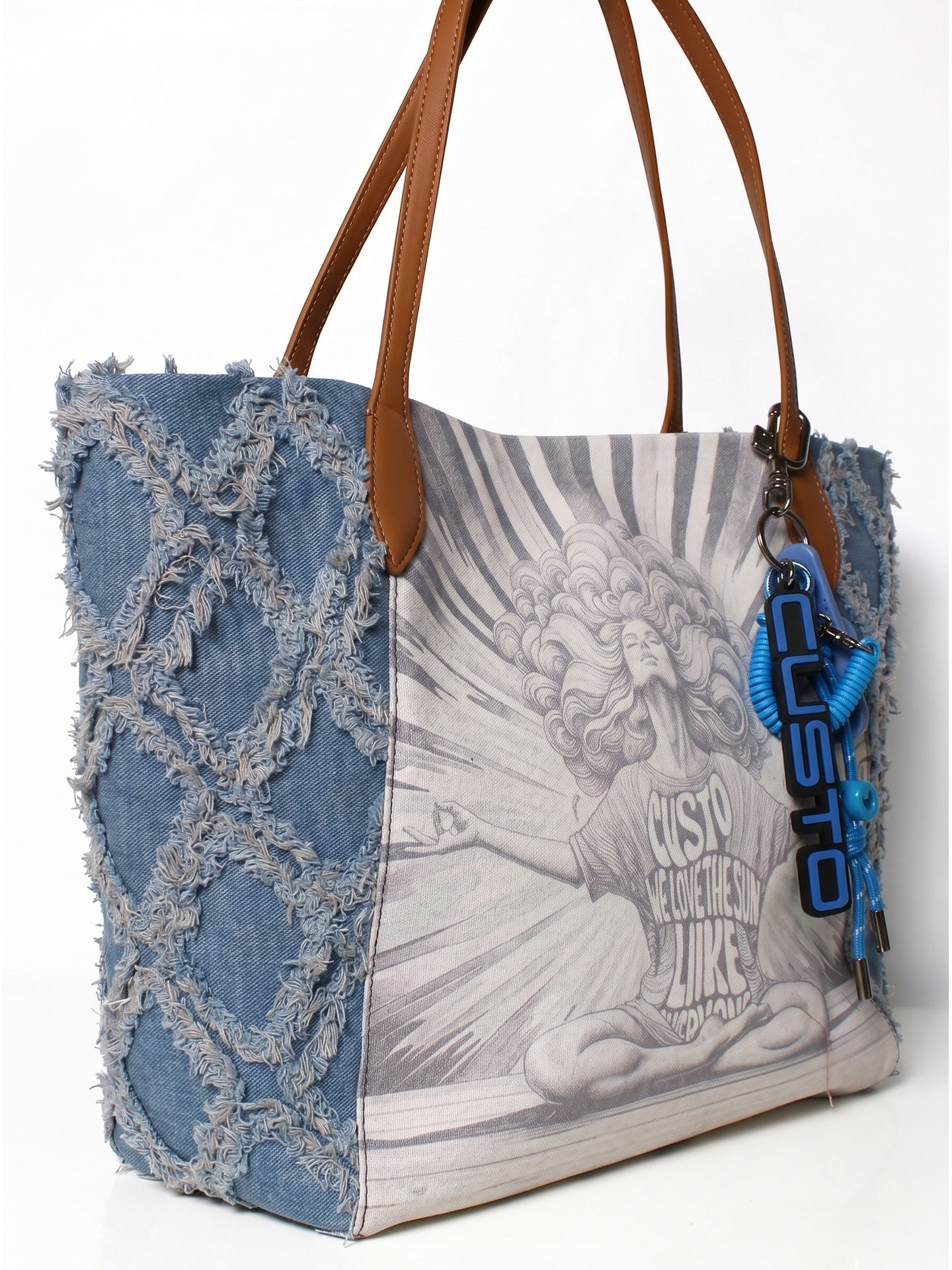 Borsa a Mano in Pelle Vegana Blu